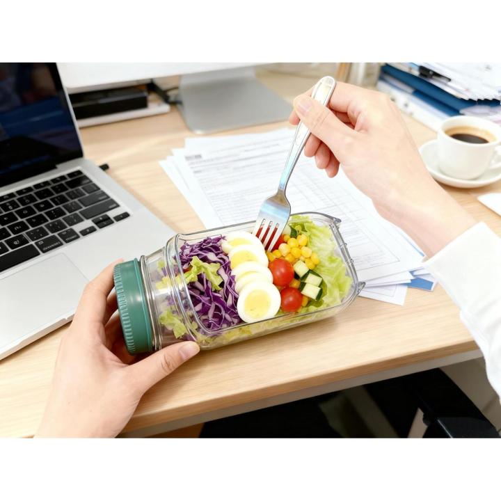 TK Paquete de 2 Recipientes Portátiles para Ensalada con Compartimento para Salsa, Apto para Microondas/Lavavajillas/Congelador(Incluye tenedores desechables)