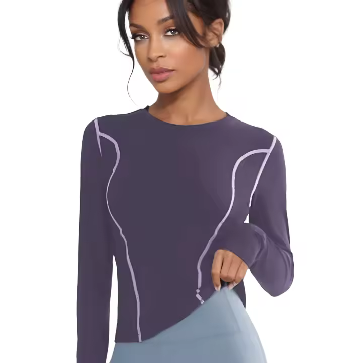 FREES COPES Camisetas Sedosas con Mangas para Mujer - Elásticas y de Secado Rápido - Ideal para Deportes y Yoga - 1