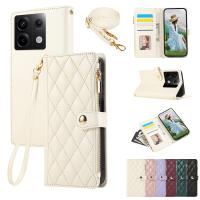 Cartera De Cuero Crossbody Con Cremallera Para Xiaomi Redmi Note 13 pro plus 12 11 13C 13T Poco M6 X6 X5 Con Correa Y Diamantes - details 3