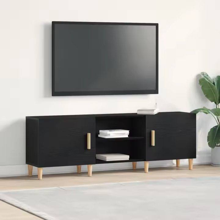 Soporte de TV vidaXL - Roble Negro, 150x30x50 cm, Hecho de Madera Elaborada - 1