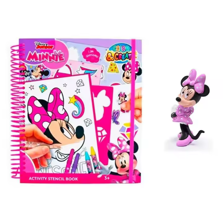 Minnie Figura Pvc 6.5cm Con Minnie Libro plantillas actividades para ninas ,bueno regalo ,Mickey Mouse, Disney - 1