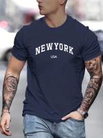 Camiseta De Verano Para Hombre Algodón 100% Estilo Casual Ajustada Y Deportiva Con Estampado De Nueva York USA Manga Corta Cuello Redondo Tallas Grandes - details 5