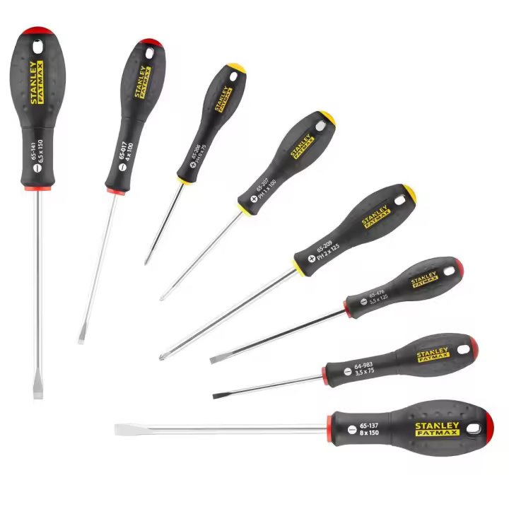 STANLEY Juego de Destornilladores FATMAX® de 8 Piezas Plana/Phillips - Destornilladores duraderos y de alta calidad para una variedad de aplicaciones. Modelo: 0-65-437. - 1
