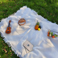 Manta De Algodón Mezclado Para Camping Portátil Con Borlas Impermeable Y Suave Para Pícnic Y Uso Exterior Tapete De Mesa Sofá - details 4