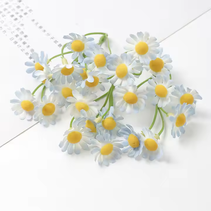 10pcs Flores Artificiales Blancas Belleza Seda Crisantemo Simulación Margarita Flores Falsas Decoración Para Hogar Jardín Oficina - 1