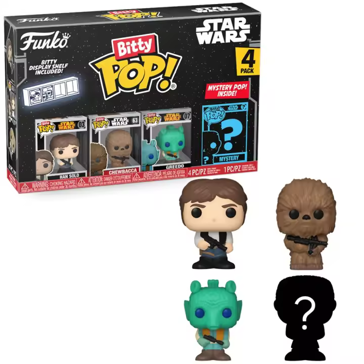 Funko Bitty Pop! Star Wars - Han Solo, Chewbacca, Greedo y ¿?, 71513 - 1