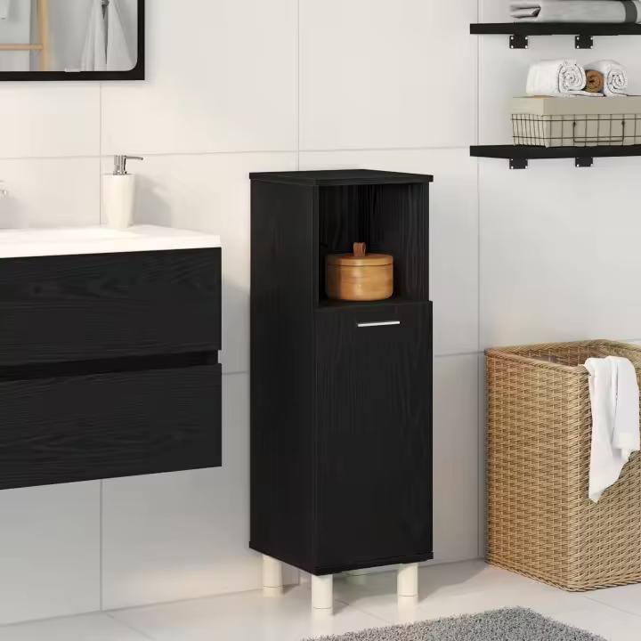 Armario de baño vidaXL Negro Roble 30x30x95 cm Madera Elaborada - 1