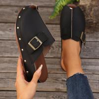 SP Zapatillas de Suela Gruesa para Mujer, novedad de Verano 2025, zapatillas de Suela Gruesa con punta Cerrada de gran tamaño y cinturón de cinturón decorativo. - details 11