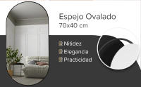 Espejo Ovalado de Baño 60x90 cm – Marco de Aluminio Negro – Montaje Horizontal o Vertical – Decorativo para Salón, Entrada o Pasillo - details 10