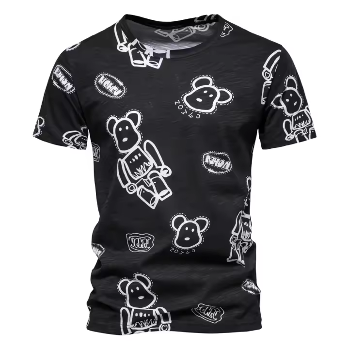 Camiseta deportiva de manga corta para hombre, 2024 algodón puro, cuello redondo, media manga de alta calidad - 1