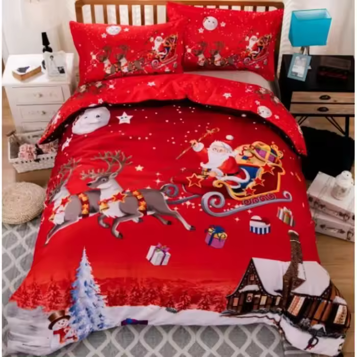 Juego de ropa de cama de 3 piezas, funda de edredón doble con 2 fundas de almohada, juego de funda de edredón con decoración para fiesta de Navidad, 200 x 200 - 1