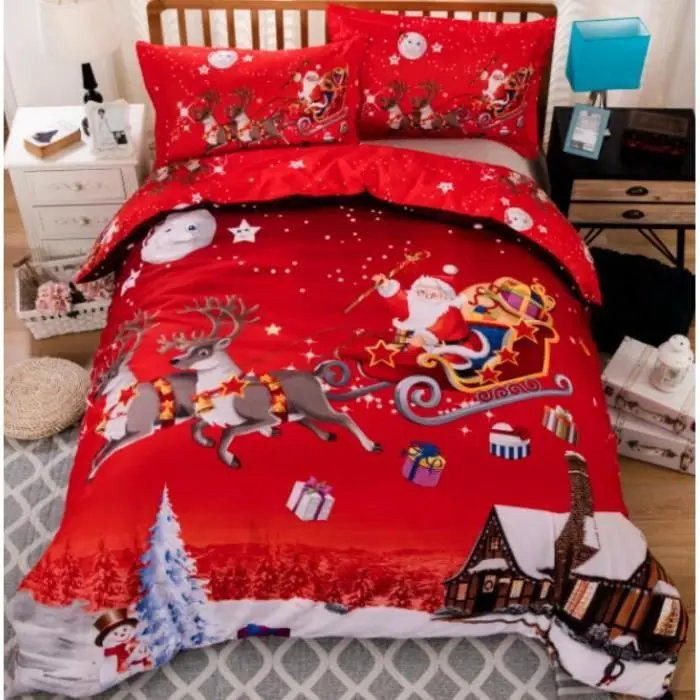 Juego de ropa de cama de 3 piezas, funda de edredón doble con 2 fundas de almohada, juego de funda de edredón con decoración para fiesta de Navidad, 200 x 200 - 1