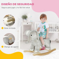 AIYAPLAY Caballo Balancín para Niños de 2-4 Años Caballo de Juguete en Forma de Elefante con Sonido Asas y Base de Madera Carga 40 kg 64,5x31x52 cm Gris - details 4