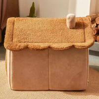 Casa De Mascotas Universal Para Gatos Y Perros Pequeños Cama De Mascota Desmontable Y Lavable Suministros De Ropa Para Mascotas De Cuero Y Tela Adecuada Para Todas Las Estaciones - details 0