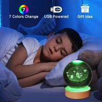 Luz Nocturna De Navidad 3D Cristal Con Base De Madera Siete Colores LED Regalo Para Niños Y Niñas 6cm Iluminación De Decoración - details 4