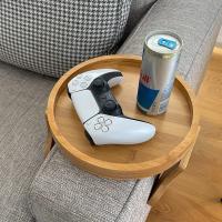 Tableta De Sofá En Madera Natural Clip-On Para Apoyar Bebidas Y Snacks Accesorio Práctico Para El Salón Compatible Con Control Remoto - details 4