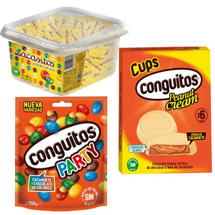 Pack Lacasitos pack 3x200u,Conguitos party doypack 168g,Conguitos cups blanco pack 3x34g - 1