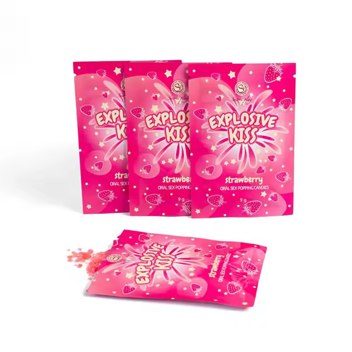 SECRET PLAY 4 UNIDADES CARAMELOS EXPLOSIVOS SEXO ORAL POPPING CANDIES SABOR FRESA JUGUETES SEXUALES - 1