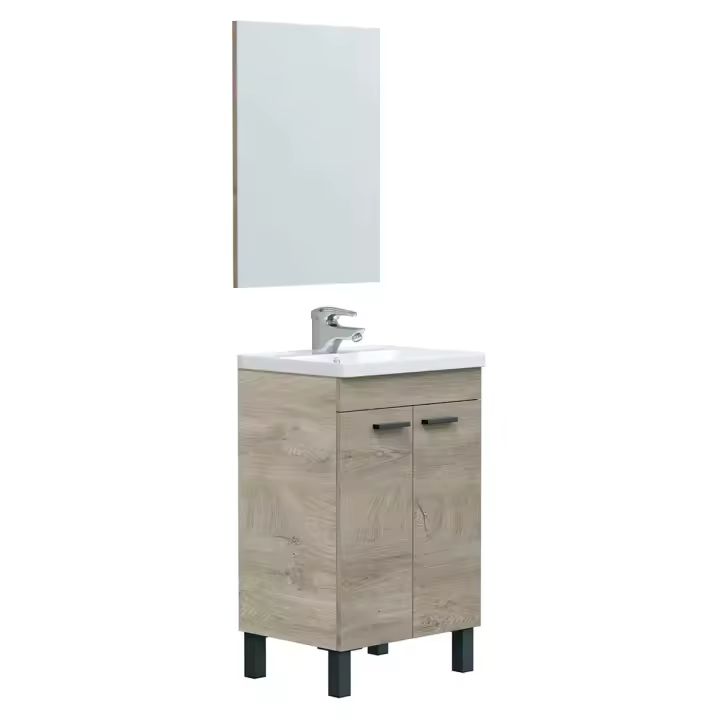 Mueble de baño con espejo y lavabo Essens roble Alaska - 1