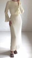 Vestido Maxi De Verano Para Mujer Elegante Con Volantes Y Mangas Bellotas Estilo Office Lady A-Line Midi De Poliéster Y Spandex - details 6