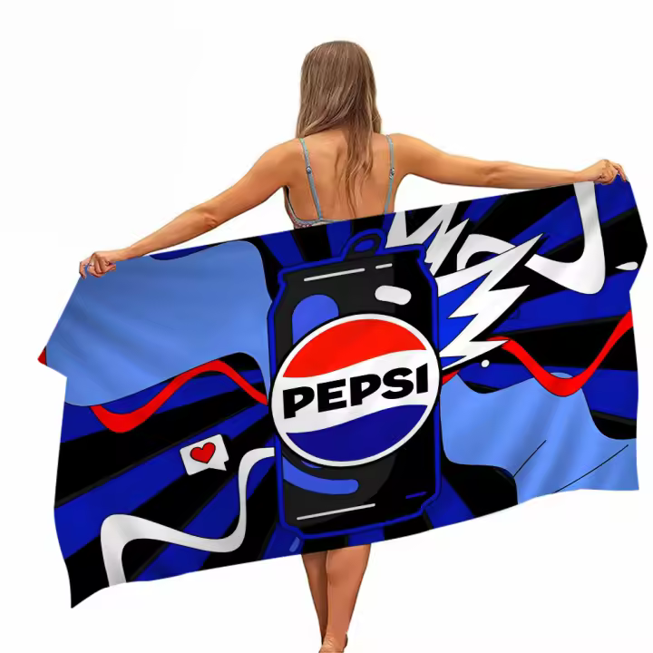 Toalla De Playa Anime P-Pepsi C-Coca Logo Absorbente Y Suave Para Niños Regalo Ideal Para Camping Gimnasio Toalla De Baño Rectangular Tamaño 30x60 Cm - 1