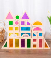 Bloques De Construcción De Madera Coloridos 25Pcs Juguete Sensorial Montessori Para Preescolar Bloques De Arcoíris De Geometría Para Niños De 4 a 12 Años - details 1
