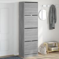 vidaXL Mueble Zapatero 4 Cajones Abatibles Estantes Organizador Color Gris hormigón,  Gris sonoma,  Marrón roble - details 1