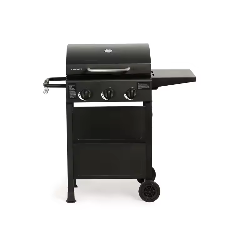 CREATE - Barbacoa de gas 9kW de 3 quemadores y mesa abatible - BBQ GAS BURNER - 1