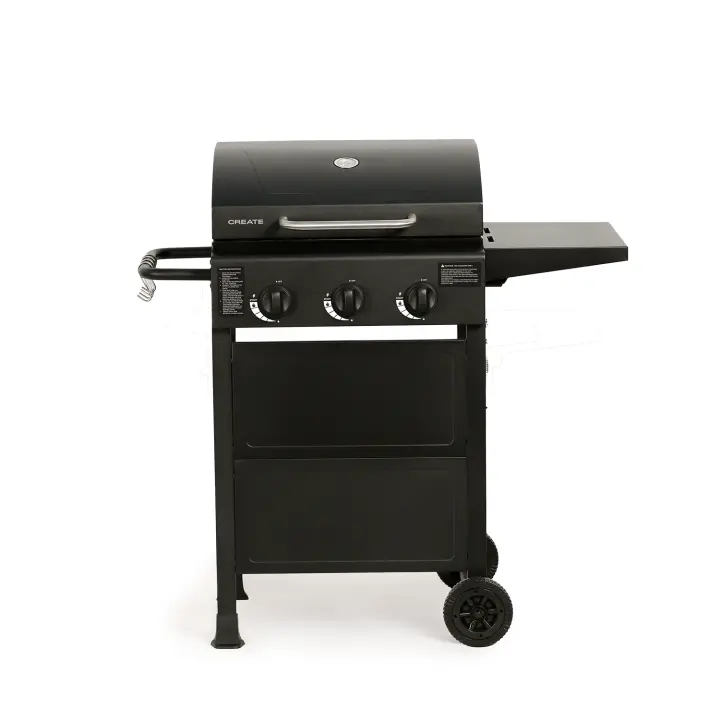 CREATE - Barbacoa de gas 9kW de 3 quemadores y mesa abatible - BBQ GAS BURNER - 1