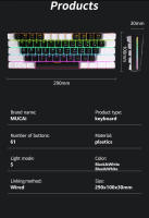 Teclado Mecánico De Juego MUCAI MK61 Con Switches Rojos 61 Teclas Cableado Desmontable RGB Retroiluminado Intercambiable Caliente - details 8