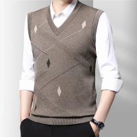 Suéter De Casual Para Hombre Chaqueta Sin Mangas Gruesa Para Otoño E Invierno Suéter De Lana Técnica Estilo Inteligente Con Patrón Geométrico - details 8
