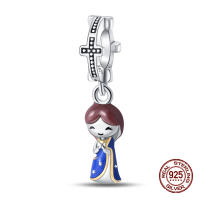 Encanto De Cruz Corona Virgen María En Plata De Ley 925 Para Pulseras Pandora Joyería Fina Para Mujer Regalo Irregular - details 6