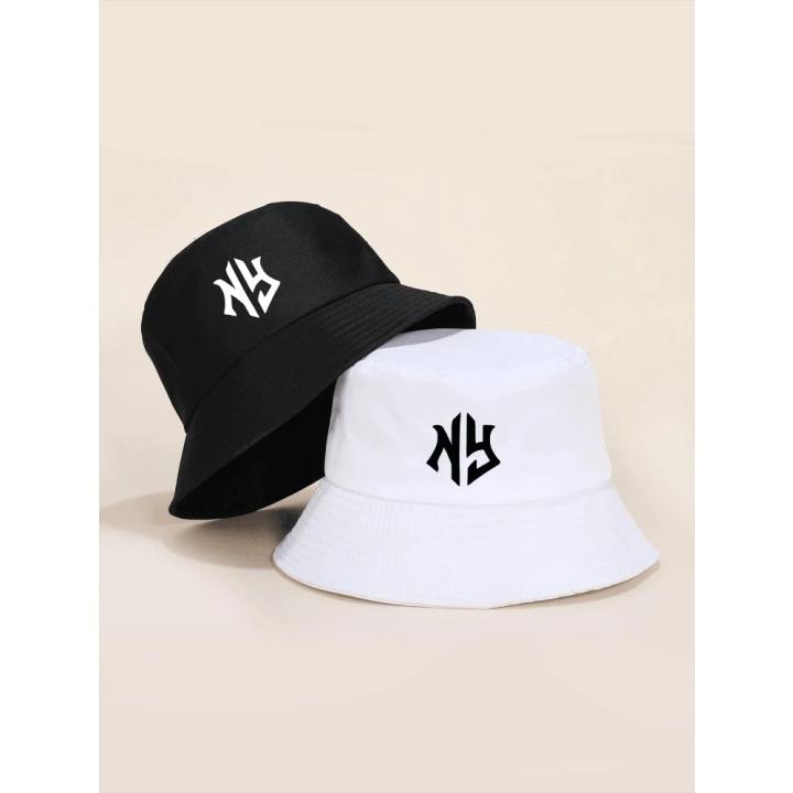 4PC/2PC/1PC NY Letter Patterned Bucket Hats Sun Protection Casual Fashion Men's Sun Hat Summer Hat For Outdoor Activities