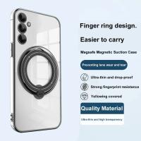Funda Transparente Magnética Para Samsung Galaxy A55 A25 A35 A15 A05 S A54 A34 A24 A14 A53 A23 A52 Con Anillo Soporte Platinado Compatible Con Carga Inalámbrica Magsafe Protección De Cámara - details 1