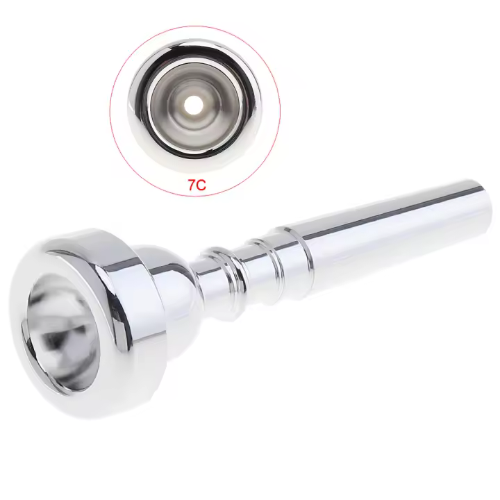 Boquilla De Trompeta Plateada 7C Para Principiantes Compatible Con Bb Repuesto De Boquilla De Música De Instrumentos - 1