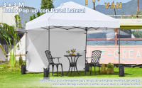 Carpa Plegable 3x3 m Cenador de Jardín con 1 Pared Lateral Altura Ajustable 262-282 cm Gazebo para Exterior Camping Playa Patio Anti-UV Impermeable y Bolsa de Arena - details 0