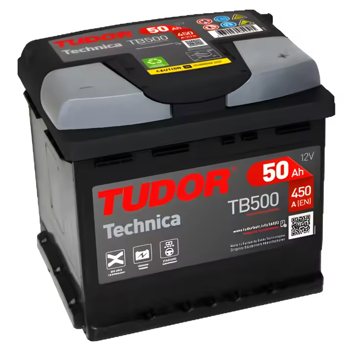 Tudor TB500 Batería de Coche 50Ah 450A - Larga Duración y Potente Arranque - 1