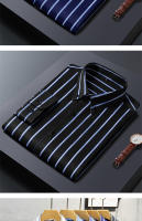 Camisa Hombre Verano 2024 Manga Larga Cuello En Pointe Estilo Slim Fit Rayada Negra Y Blanca Antideslizante No Hierro Resistente a Arrugas Para Negocios - details 10