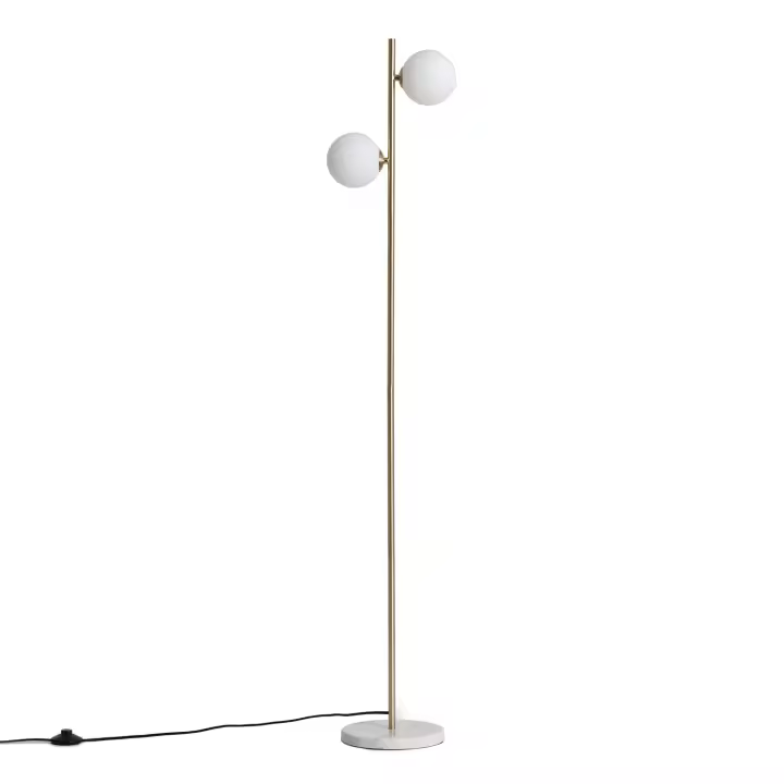 Ledkia Lámpara de Pie Metal y Cristal Lune Blanco - 1