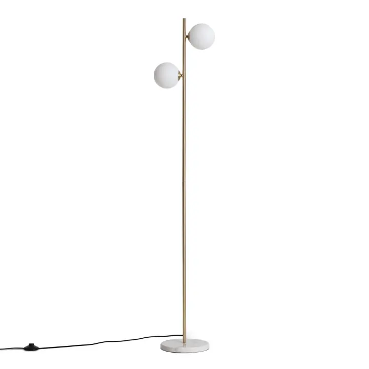 Ledkia Lámpara de Pie Metal y Cristal Lune Blanco - 1