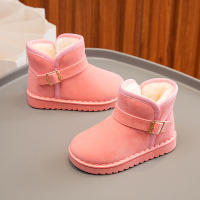 Botas De Nieve Para Niños Y Niñas Con Hebilla Y Peluche Grueso Color Sólido Botas Cortas De Tobillo Flexibles Y Cálidas Para Hombres Y Mujeres Tallas 23-36 - details 9