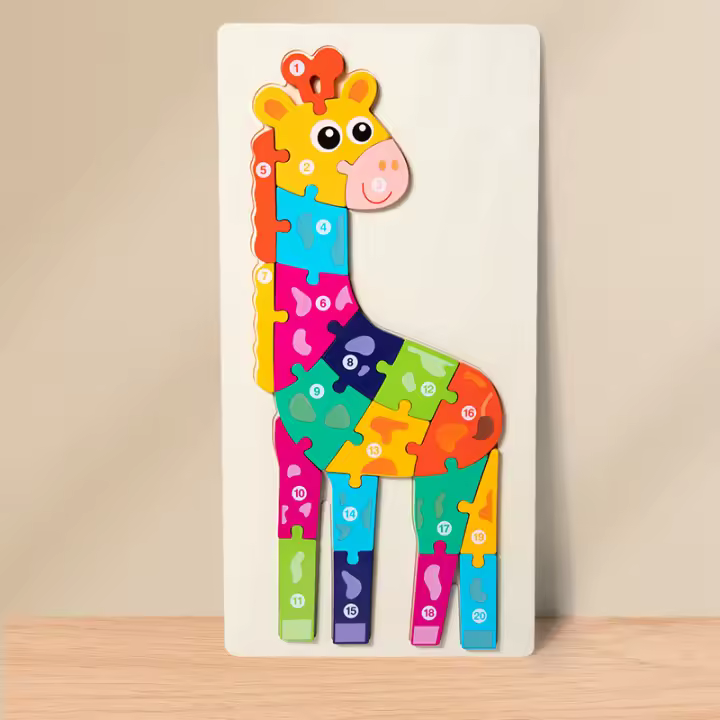 Puzzle 3D De Madera Grande Con Animales Para Bebés Juguete Educativo De Aprendizaje Temprano Y Cognición Dificultad Alta Para Niños Y Niñas - 1