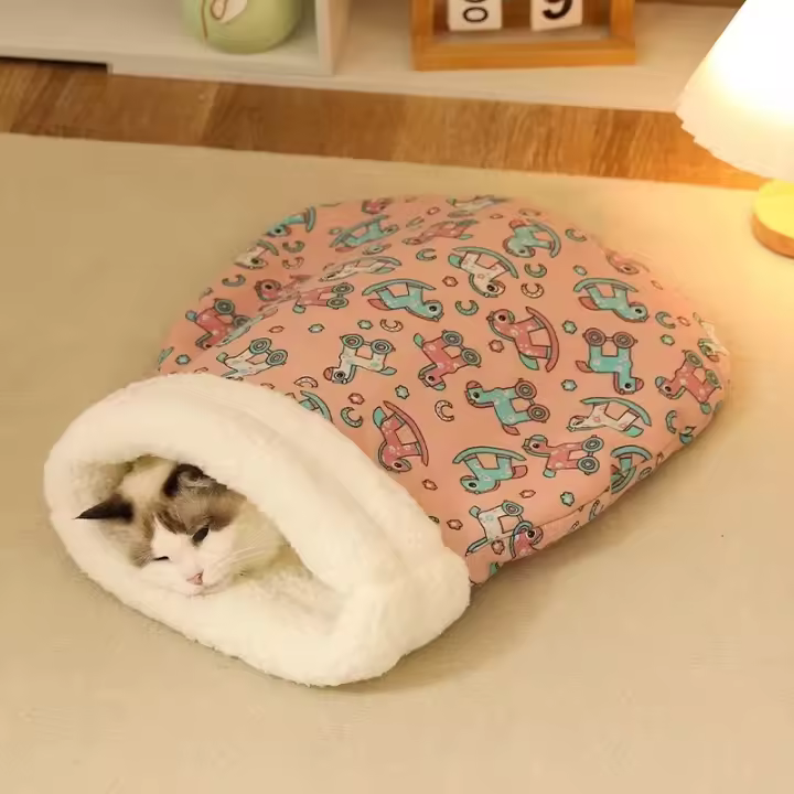 Cama De Invierno Para Mascotas Con Bolsillo Cálido De Lana Gruesa Y Suave Nido Para Gatos Con Agujero Para Dormir Eco-amigable - 1