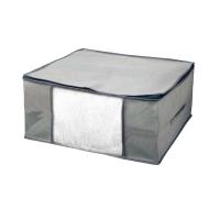 3 Piezas Organizador Ropa, Cajas Almacenaje Ropa Plegable con Asa Reforzada, Bolsas para Guardar Ropa de Tejido Resistente y Ventana Transparente para Suéteres, Abrigos, Mantas Gris y Beige - details 1