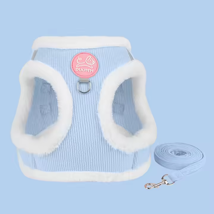 INS Lindo Harnés Y Correa Para Perros Pequeños De Otoño E Invierno Con Diseño De Perro Y Gato De Peluche Adecuado Para Bichon Y Otros Mascotas - 1