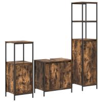Set de muebles de baño de 3 piezas en roble ahumado y madera trabajada - details 1