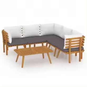 VIDAXL conjunto sofás con cojines y mesa para jardín con acabado en gris y blanco vida xl - 1