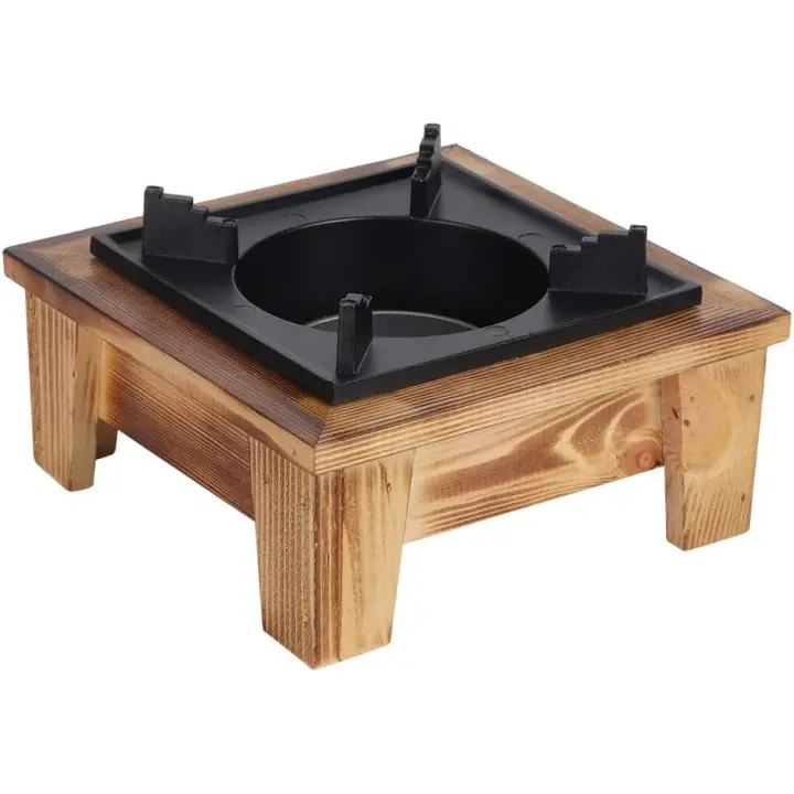 BBQ Estufa de Alcohol Estante de Madera Barbacoa Portátil Alcohol Horno Estufa Vajilla Utensilios de Cocina para Picnic al aire libre - 1