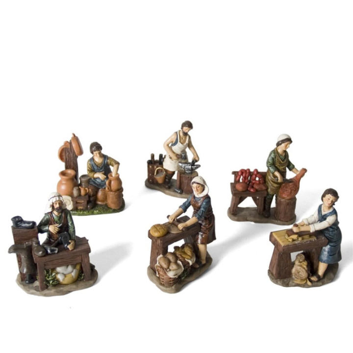 Figura de Belen Pastor Pastora de Oficios Trabajadores, Carnicero, Panadera, Zapatero, Herrero, Alfarero, Carpintera ETC. Resina para decoracion de navidad - Gerimport