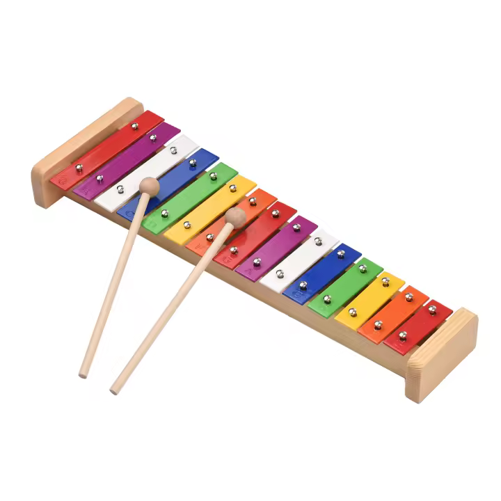 Glockenspiel De 15 Notas Con Base De Madera Y Barras De Aluminio Colorido Instrumento Musical Educativo Con 2 Martillos Regalo De Percusión - 1